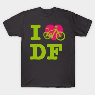 I Love Cycling DF Green Pink / Yo Amo andar en Bicicleta en el DF / Chilango Pride / Orgullo Chilango Graphic T-Shirt